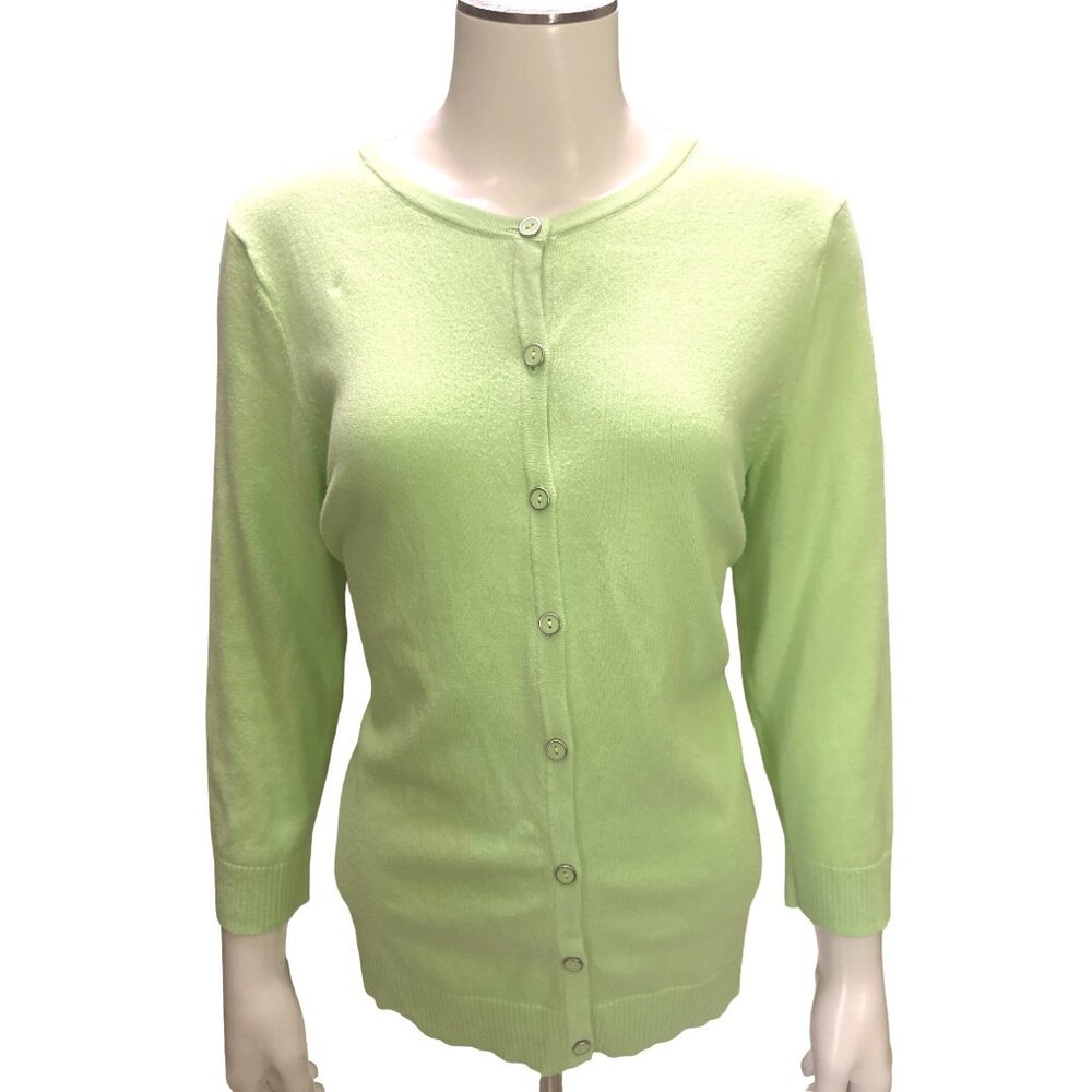 Christopher & Banks Womens Lime Green Button Up Cardigan Sweater Size S